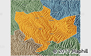 Political 3D Map of Baima, semi-desaturated