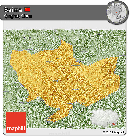 Savanna Style 3D Map of Baima