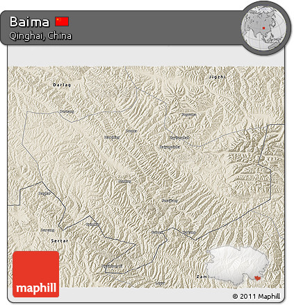 Shaded Relief 3D Map of Baima