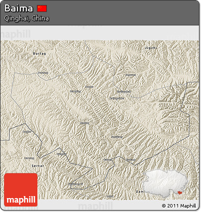 Shaded Relief 3D Map of Baima