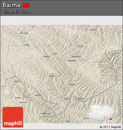 Shaded Relief 3D Map of Baima