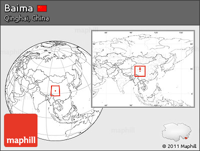 Blank Location Map of Baima, within the entire country