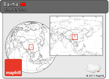 Blank Location Map of Baima, within the entire country