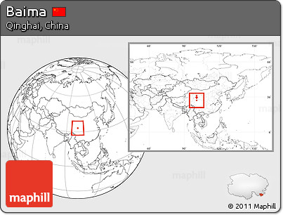 Blank Location Map of Baima, within the entire country