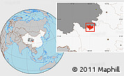 Gray Location Map of Baima, highlighted country, highlighted parent region