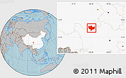 Gray Location Map of Baima, highlighted country, hill shading