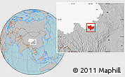 Gray Location Map of Baima, highlighted parent region, hill shading