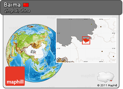 Physical Location Map of Baima, highlighted country, highlighted parent region