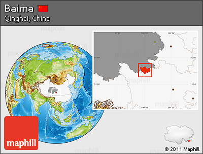 Physical Location Map of Baima, highlighted country, highlighted parent region