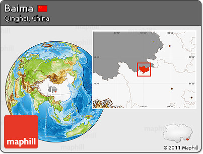 Physical Location Map of Baima, highlighted country, highlighted parent region