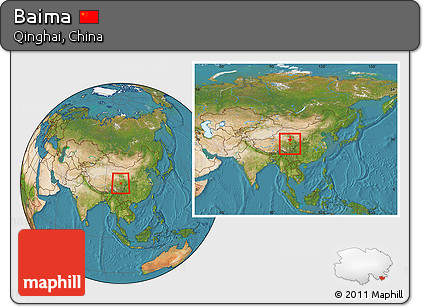 Satellite Location Map of Baima, within the entire country