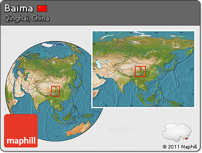 Satellite Location Map of Baima, within the entire country