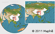 Satellite Location Map of Baima, highlighted country, highlighted parent region, within the entire country