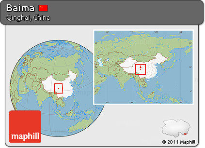 Savanna Style Location Map of Baima, highlighted country, within the entire country