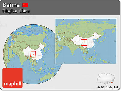 Savanna Style Location Map of Baima, highlighted country, within the entire country