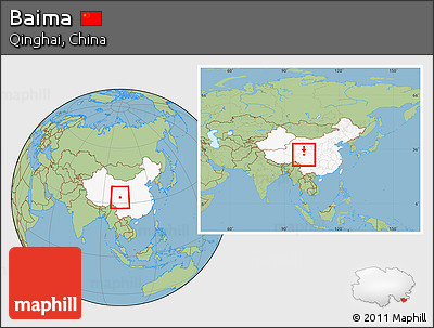 Savanna Style Location Map of Baima, highlighted country, within the entire country