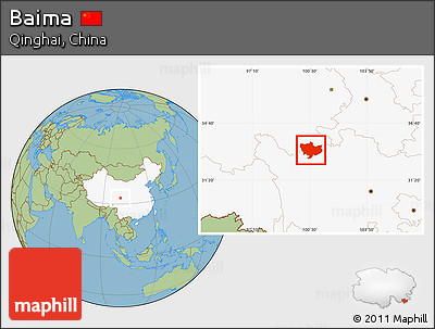 Savanna Style Location Map of Baima, highlighted country