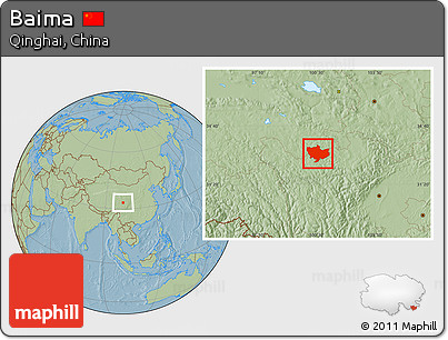 Savanna Style Location Map of Baima, hill shading