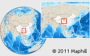 Shaded Relief Location Map of Baima, highlighted country, within the entire country