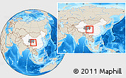 Shaded Relief Location Map of Baima, highlighted country, highlighted parent region, within the entire country