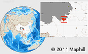 Shaded Relief Location Map of Baima, highlighted country, highlighted parent region