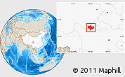 Shaded Relief Location Map of Baima, highlighted country