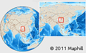 Shaded Relief Location Map of Baima, highlighted parent region, within the entire country