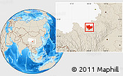 Shaded Relief Location Map of Baima, highlighted parent region