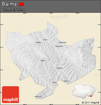 Classic Style Map of Baima, single color outside