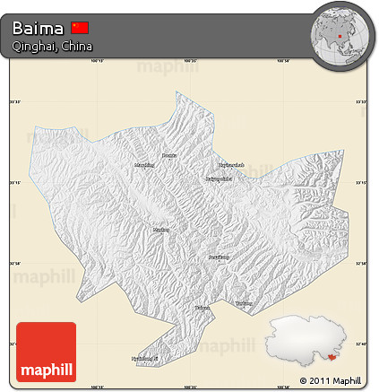 Classic Style Map of Baima, single color outside