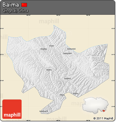 Classic Style Map of Baima, single color outside