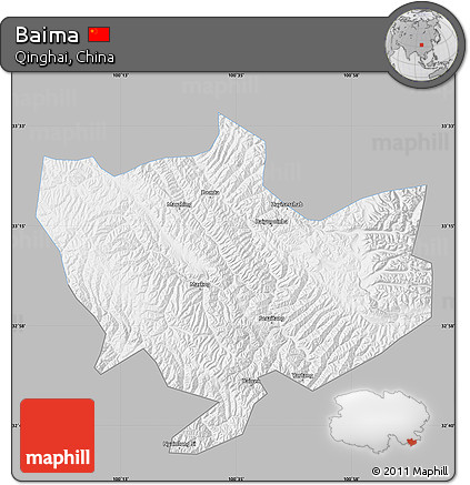 Gray Map of Baima, single color outside