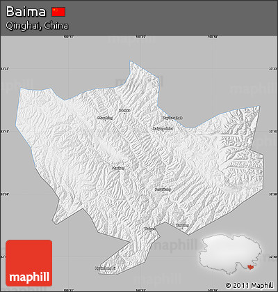 Gray Map of Baima, single color outside