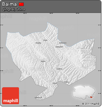 Gray Map of Baima, single color outside