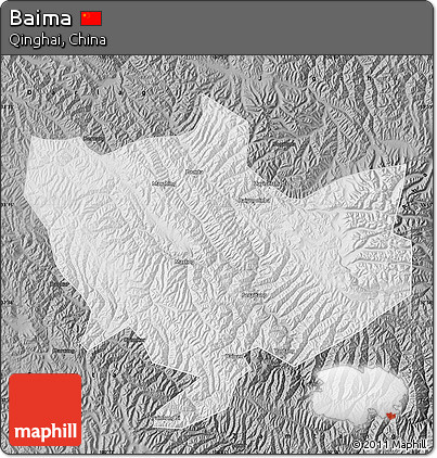 Physical Map of Baima, darken, desaturated