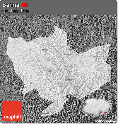 Physical Map of Baima, darken