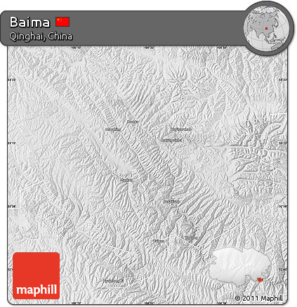 Physical Map of Baima, lighten, desaturated