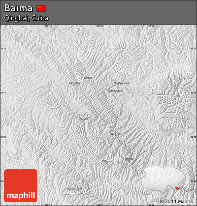 Physical Map of Baima, lighten, desaturated
