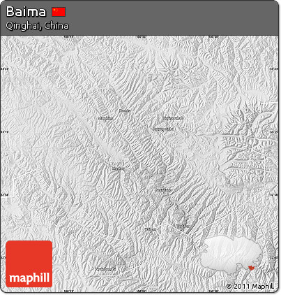 Physical Map of Baima, lighten, desaturated