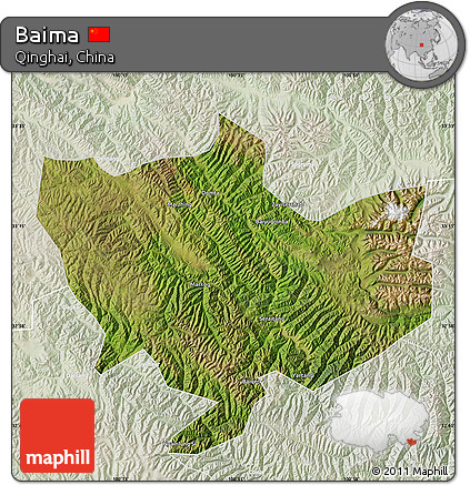 Satellite Map of Baima, lighten