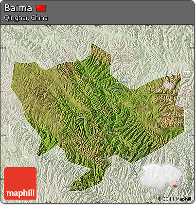 Satellite Map of Baima, lighten