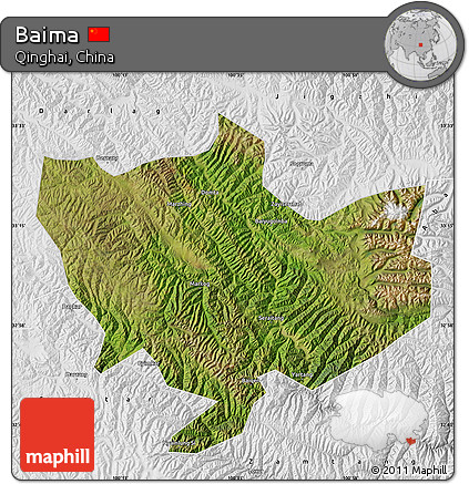 Satellite Map of Baima, physical outside