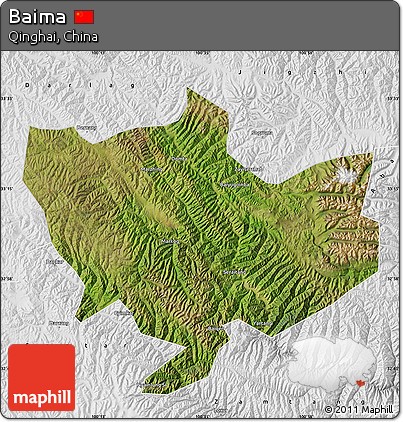 Satellite Map of Baima, physical outside