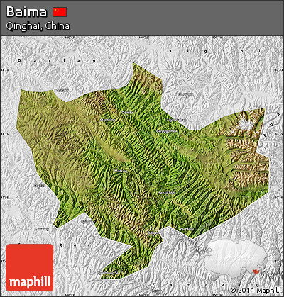 Satellite Map of Baima, physical outside