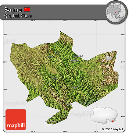 Satellite Map of Baima, single color outside