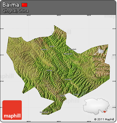 Satellite Map of Baima, single color outside