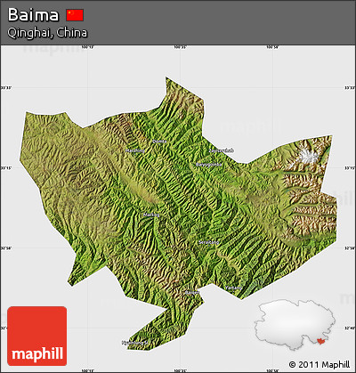 Satellite Map of Baima, single color outside