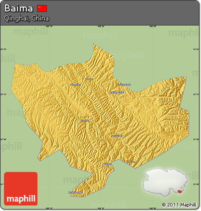 Savanna Style Map of Baima, single color outside