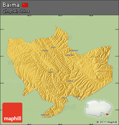 Savanna Style Map of Baima, single color outside