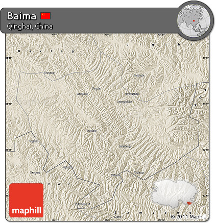 Shaded Relief Map of Baima